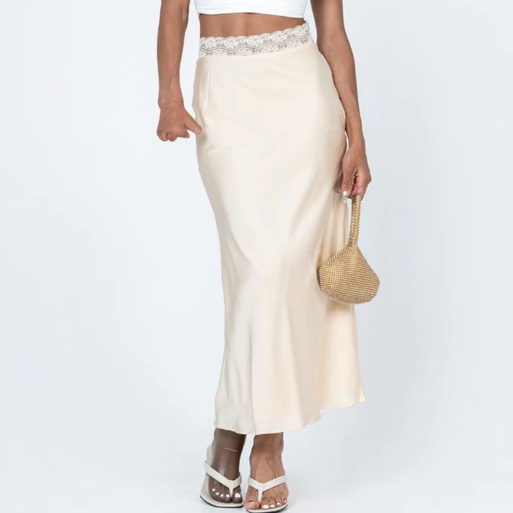 Cream Silk Maxi Skirt - Size 4